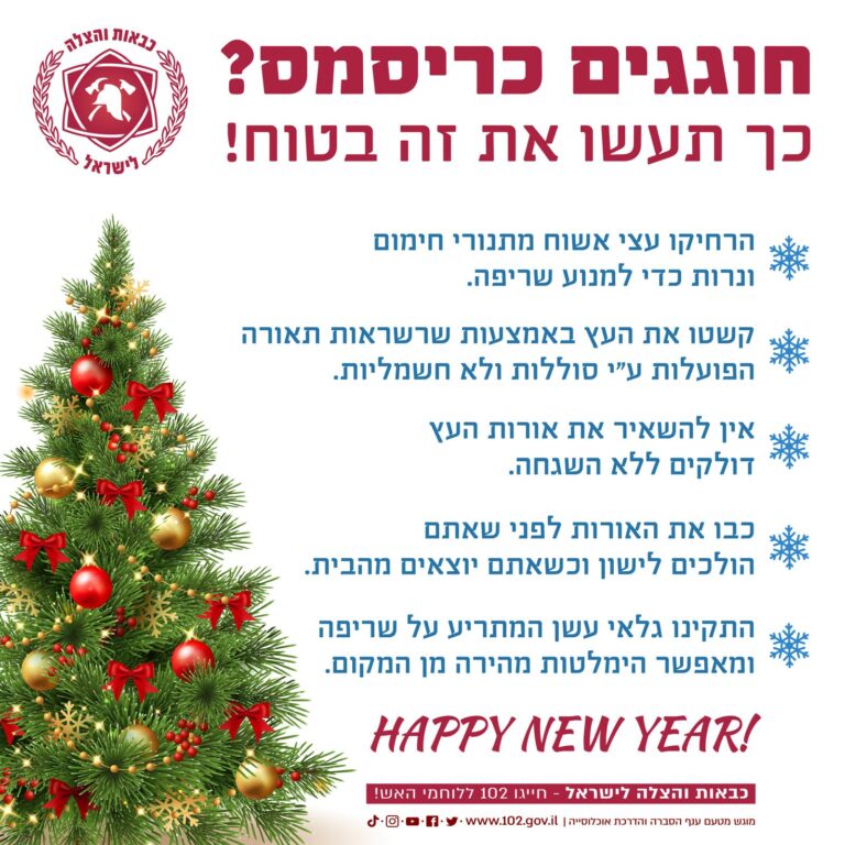 הנחיות הבטיחות לעצי אשוח (גרפיקה: מערך הכבאות)