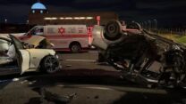 זירת תאונת הדרכים הקשה ליד כפר טרומן (צילום: תיעוד מבצעי מד"א)
