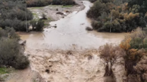 נחל צאלים מוצף בשל מזג האוויר הסוער (צילום מסך, רשתות חברתיות)