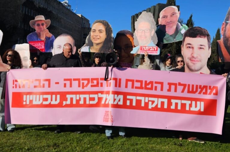 הפגנה מול דיון ועדת החוקה (צילום: אורנה קופרמן)