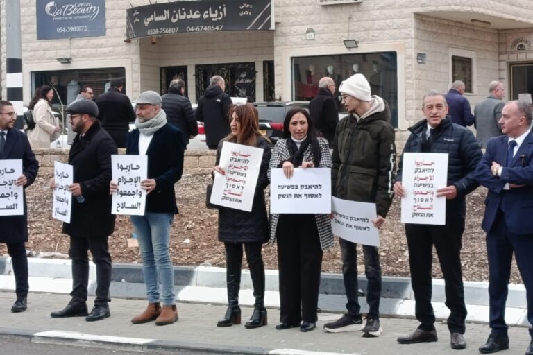 מוחים נגד האלימות בחברה הערבית בסח'נין (צילום: יניב שרון)