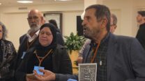 מסיבת העיתונאים במחאה על הרצח בחברה הערבית. מימין: ח'יר אבו סלח, חאתם אבו פאני וקאסם עווד, שילדיהם נרצחו בשנה האחרונה (צילום: אור גואטה)