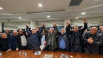 מנהיגי המפלגות הערביות בהכרזה על הסכם הכוונות בסח'נין (צילום: רשתות חברתיות, לפי סעיף 27א לחוק זכויות היוצרים)