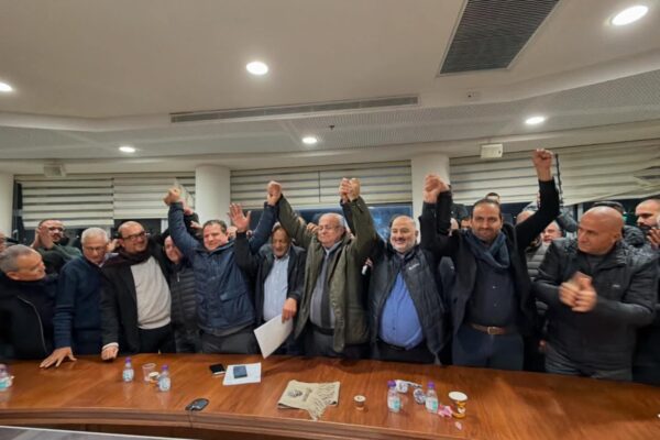 מנהיגי המפלגות הערביות בהכרזה על הסכם הכוונות בסח'נין (צילום: רשתות חברתיות, לפי סעיף 27א לחוק זכויות היוצרים)