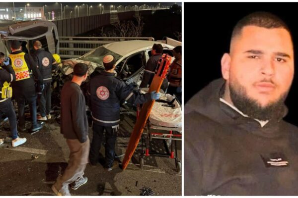 אמין אבו עטא שנהרג בתאונה בכביש החוף ותמונת זירת האירוע (צילומים: רשתות לפי סעיף 27א'; מד"א)