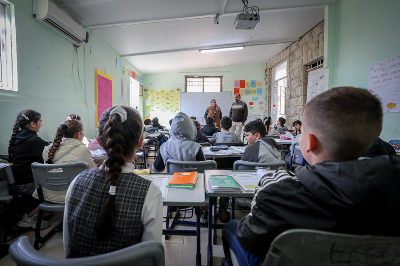תלמידים ערבים בבית הספר 'נורין' בבית חנינה (צילום ארכיון: ג'מאל עוואד / פלאש 90)