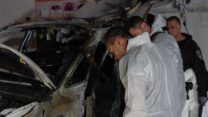 זירת פיצוץ רכב בקריית ים (צילום: דוברות המשטרה)