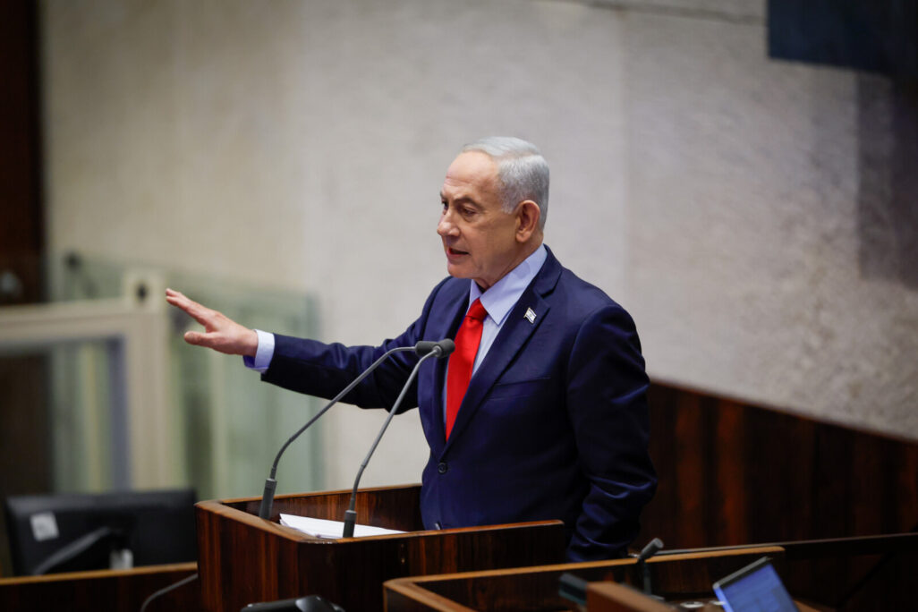 ראש הממשלה בנימין נתניהו בנאום במליאת הכנסת (צילום: נועם מושקוביץ/ דוברות הכנסת)