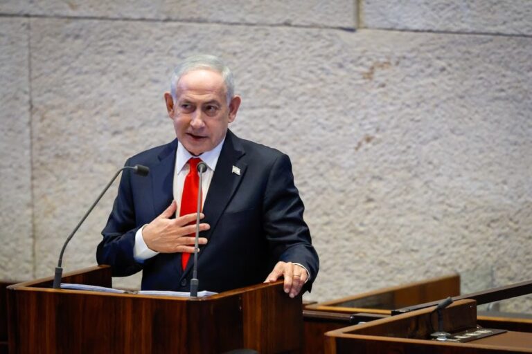 ראש הממשלה בנימין נתניהו במליאת הכנסת לציון 77 שנים לכינונה בט"ו בשבט (צילום: נועם מושקוביץ/דוברות הכנסת)