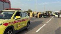 זירת תאונת הדרכים הקטלנית בנגב (צילום: תיעוד מבצעי מד"א)