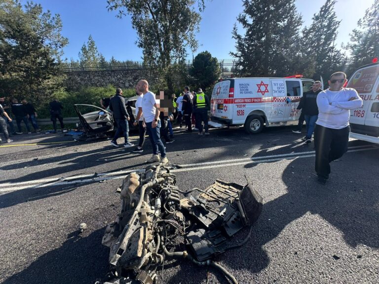 תאונת הדרכים בכביש 805 בסמוך לצומת יובלים (צילום: תיעוד מבצעי מד"א)