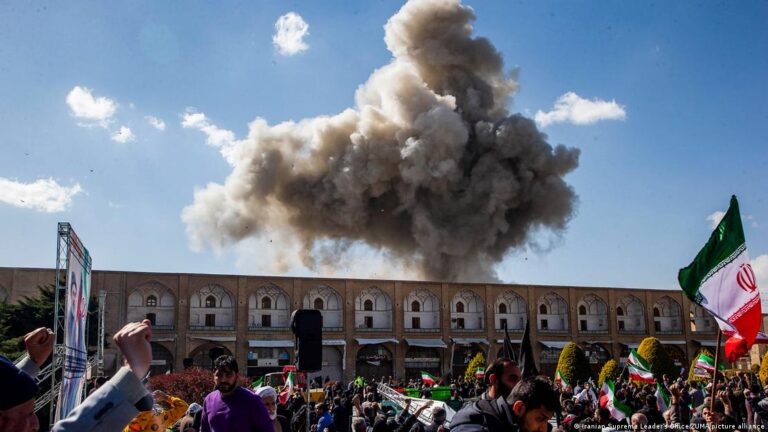Smoke rising after bombardments in Naqsh-e Jahan Square (Photo: Iranian Supreme Leader's Office)