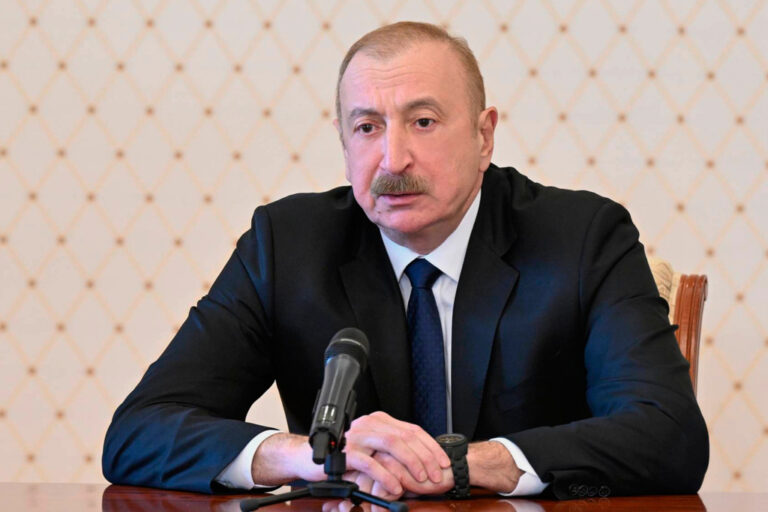 נשיא אזרבייג'ן אילהם אלייב (Azerbaijan's Presidential Press Service via AP)