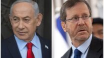 מימין: נשיא המדינה יצחק הרצוג וראש הממשלה בנימין נתניהו (צילומים: יונתן זינדל, חיים גולדברג/ פלאש 90)