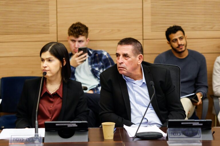 חברי הכנסת יואב סגלוביץ' וקארין אלהרר בדיון בוועדת החוקה בהצעת החוק להעמדת הנוח'בות לדין (צילום: נועם מושקוביץ, דוברות הכנסת)