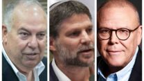 יו"ר ההסתדרות ארנון בר-דוד, שר האוצר בצלאל סמוטריץ' ויו"ר נשיאות המגזר העסקי דובי אמיתי (צילומים: דוברות ההסתדרות, פלאש 90)