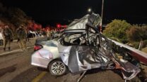 זירת התאונה בה נהרגו 2 בני אדם בשומרון (צילום: תיעוד מבצעי - מד"א)