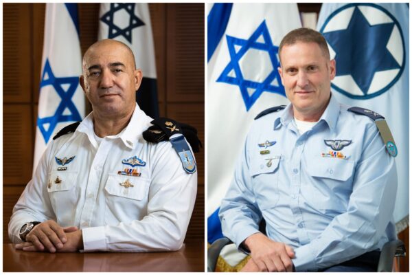 מימין: מפקד חיל האוויר תומר בר ומפקד חיל הים דוד סער סלמה (צילום ארכיון: דובר צה"ל)