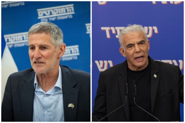 ראש האופוזיציה יאיר לפיד ויו"ר הדמוקרטים יאיר גולן (צילומים: אורן בן חקון, יונתן זינדל/ פלאש 90)
