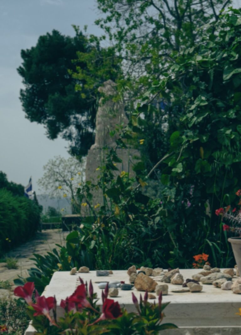 Tal Shavit's grave against the backdrop of the Roaring Lion monument (Photo: David Tversky)