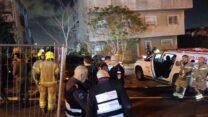 כוחות הביטחון וההצלה בזירת הפגיעה של טיל איראני בחיפה (צילום: אמיתי פרץ)
