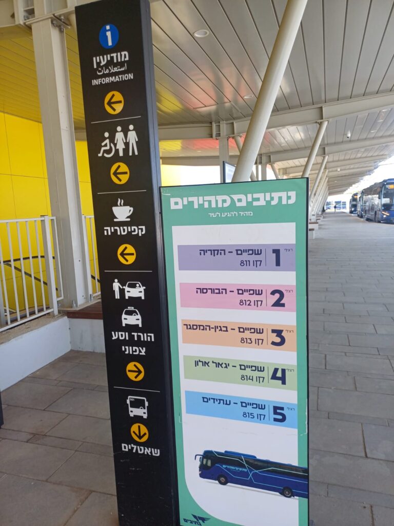 שלט הכוונה ברציף בחניון שפיים (צילום: אמיתי פרץ)