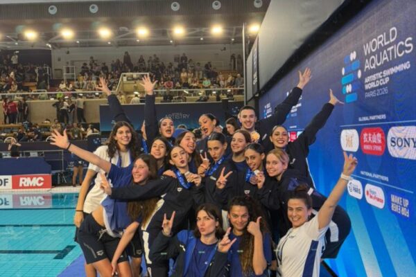 השחייניות האמנותיות של ישראל בגביע העולם בצרפת (צילום: איגוד השחייה)