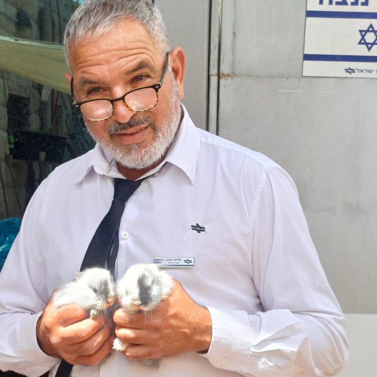 Eliyahu Sabag and the rabbits (Photo: Amitai Peretz)