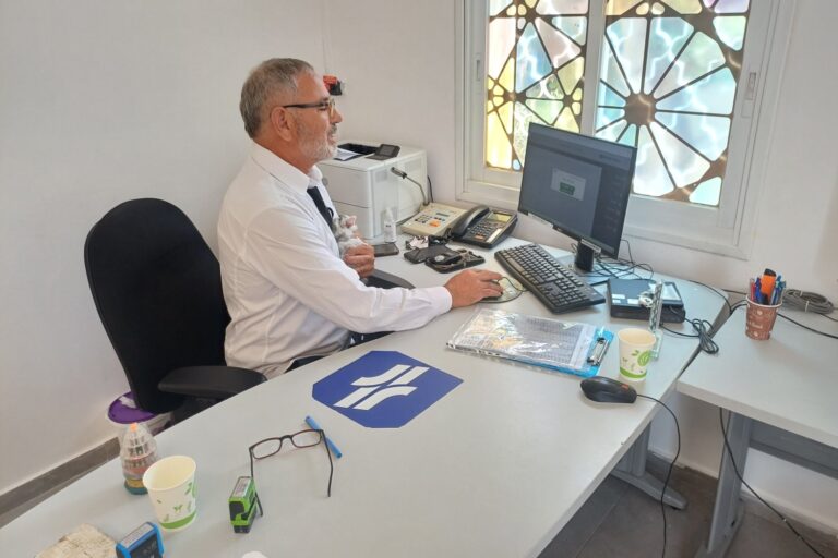 With the rabbits in the office (Photo: Amitai Peretz)