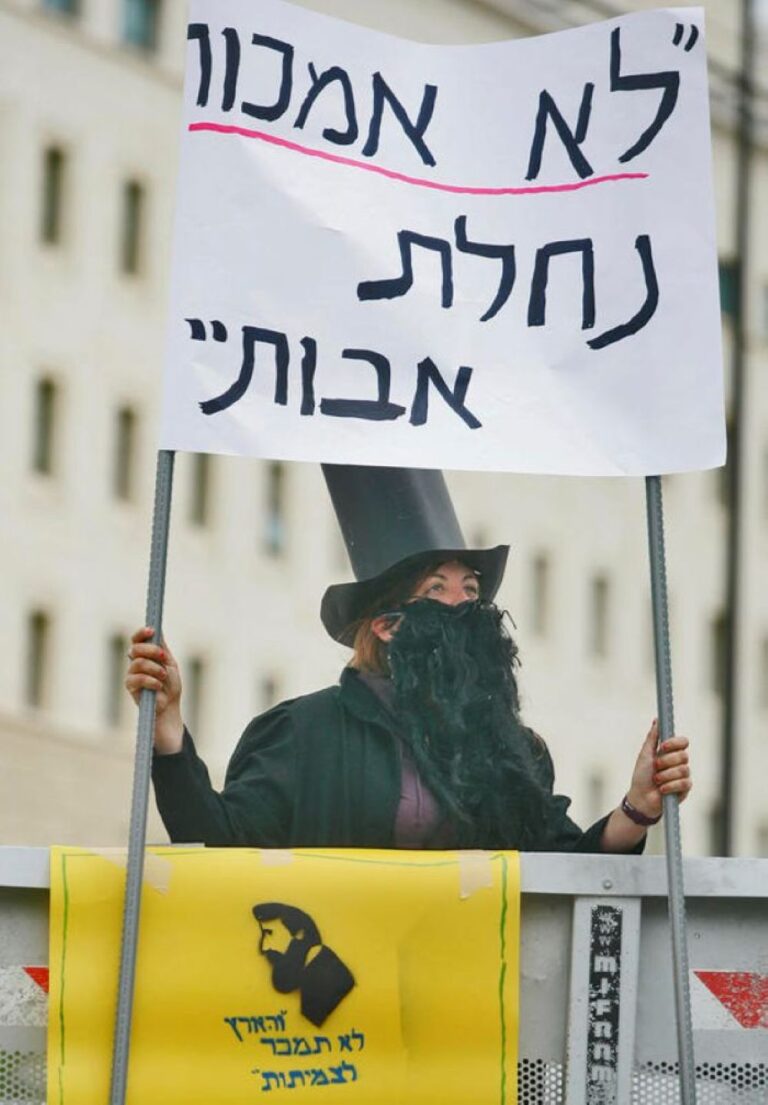 חניכה בנוער העובד והלומד בהפגנה נגד הפרטת הקרקעות (צילום ארכיון: פלאש90)
