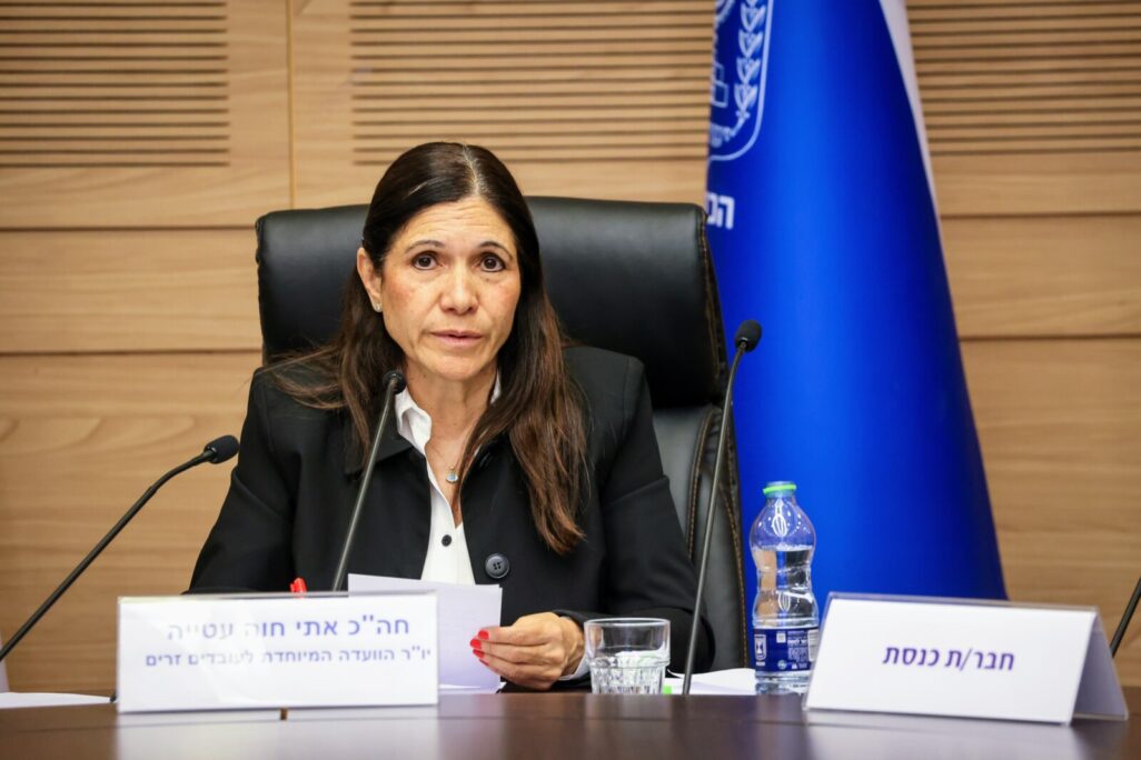 אתי חוה עטייה, דיון בוועדה לעובדים זרים בנושא קרן ימי מחלה לעובדים פלסטינים שנגבו ממעסיקים (צילום: נעם מושקוביץ, דוברות הכנסת)