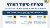 הנחיות פיקוד העורף, 4 במאי 2026 (צילום: דובר צה"ל)
