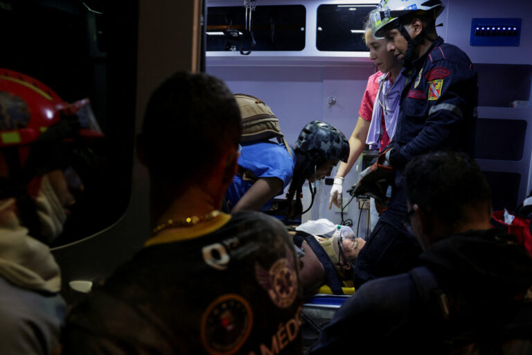 A man rescued from a collapsed building is attended to inside an ambulance after an earthquake, in Caracas, Venezuela, June 24, 2026. REUTERS/Gaby Oraa