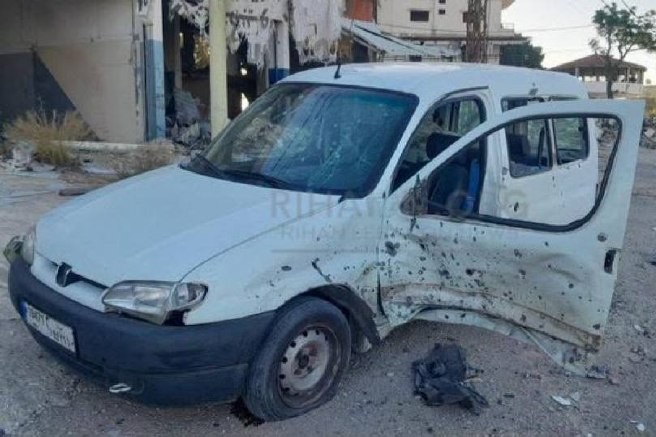 הרכב שהותקף בכפר זפתא שבאזור נבטיה (צילום: רשתות חברתיות לפי סעיף 27א')