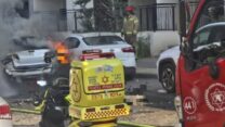 זירת פיצוץ רכב ביפו (צילום: תיעוד מבצעי מד"א)