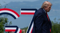 דונלד טראמפ בפסגת G7 (צילום: AP Photo/Julia Demaree Nikhinson)