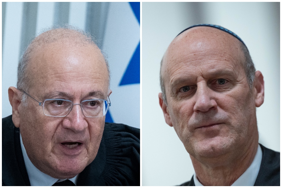 עו"ד מיכאל ראבילו (מימין) והשופט בדימוס יוסף אלרון (צילומים: יונתן זינדל/פלאש90)