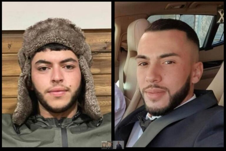 أحمد زياد الصياد (على يمين الصورة) وغازي أبو سبيتان، اللذان لقيا مصرعهما بعد أن سقطا عن الطابق الـ – 42 في مشروع بابلي (تصوير : ألبوم خاص)