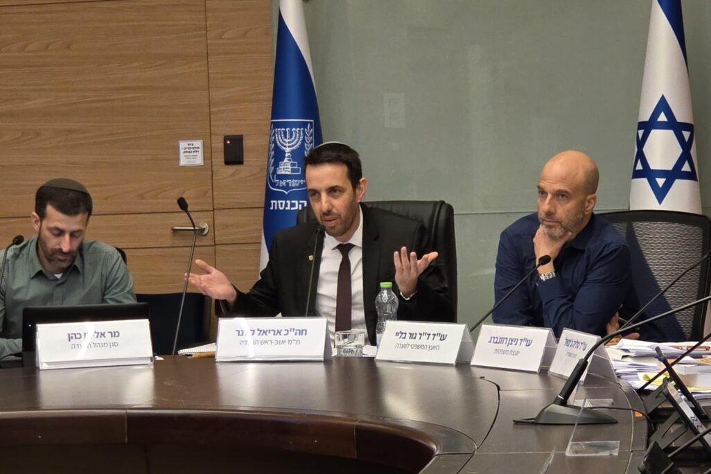 ח"כ אריאל קלנר (במרכז) בדיון ועדת החוקה על ועדת חקירה ל-7 באוקטובר (צילום: אור גואטה)
