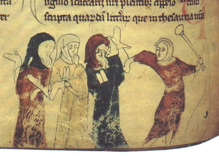 איור מהמאה ה-14 של גירוש יהודי אנגליה (איור: Scanned from Four Gothic Kings, Elizabeth Hallam, ed)