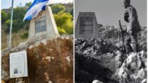 האנדרטה המקורית והמחודש לאליהו אבטיחי. "ברוך לא הספיק לראות את האנדרטה לזכר אביו מוקמת מחדש" (צילום: ארכיון קק"ל, אוריאל לוי)