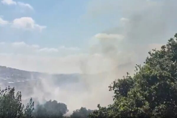 שריפה ליד היישוב שורשים, באזור כרמיאל (צילום מסך: כבאות והצלה לישראל)
