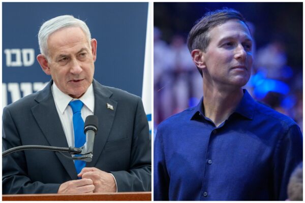 מימין: שליחו המיוחד של נשיא ארה"ב דונלד טראמפ, ג'ארד קושנר, וראש הממשלה בנימין נתניהו (צילומים: Alex   Brandon/AP Photo, חיים גולדברג/פלאש90)