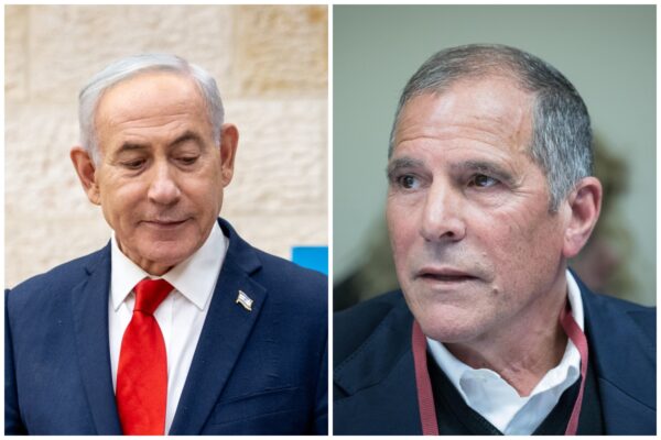 מימין: יו"ר ועד עובדי רשות שדות התעופה פנחס עידן וראש הממשלה בנימין נתניהו (צילומים: נועם רבקין פנטון, חיים גולדברג/ פלאש 90)