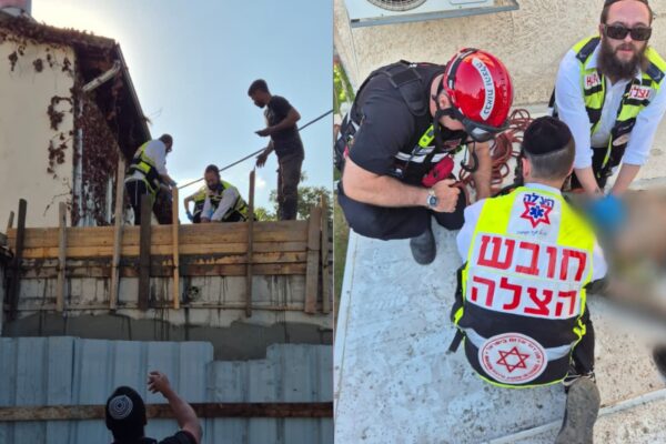 זירת תאונת העבודה ברמת גן (צילום: דוברות 'הצלה')