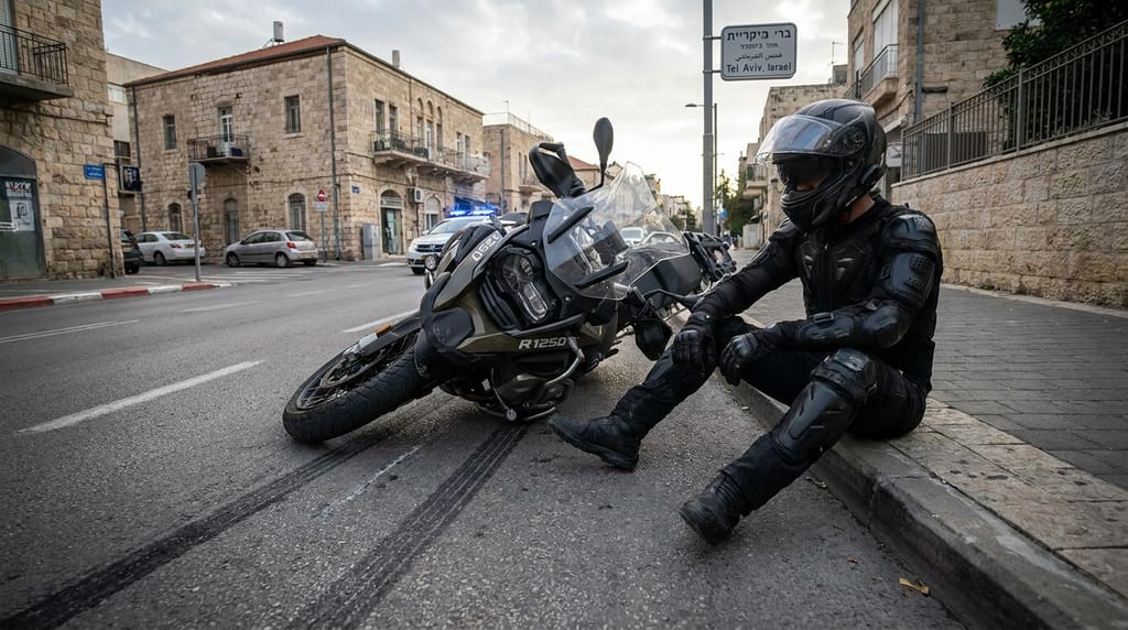 תאונות אופנועים,תאונת אופנוע,תאונות דרכים,תאונת דרכים,תאונות דרכים אופנועים,נפגעי תאונות אופנוע,רוכב אופנוע,רוכבי אופנוע,פיצוי תאונת אופנוע,פיצויים תאונת אופנוע,פיצוי לנפגע תאונת אופנוע,פיצויים לנפגעי תאונות דרכים,נזקי גוף,ביטוח חובה לאופנוע,ביטוח אופנוע,ביטוח רכב חובה,חוק הפלתד,חוק פיצויים לנפגעי תאונות,תאונה עצמית,תאונת אופנוע עצמית,תאונת אופנוע ללא ביטוח,נהיגה ללא ביטוח חובה (תמונה זו נוצרה על ידי בינה מלאכותית)