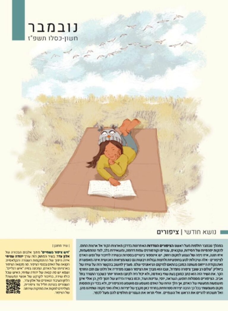 דף נובמבר בלוח של תהילה גולדברג מוקדש לציפורים (אלבום פרטי)