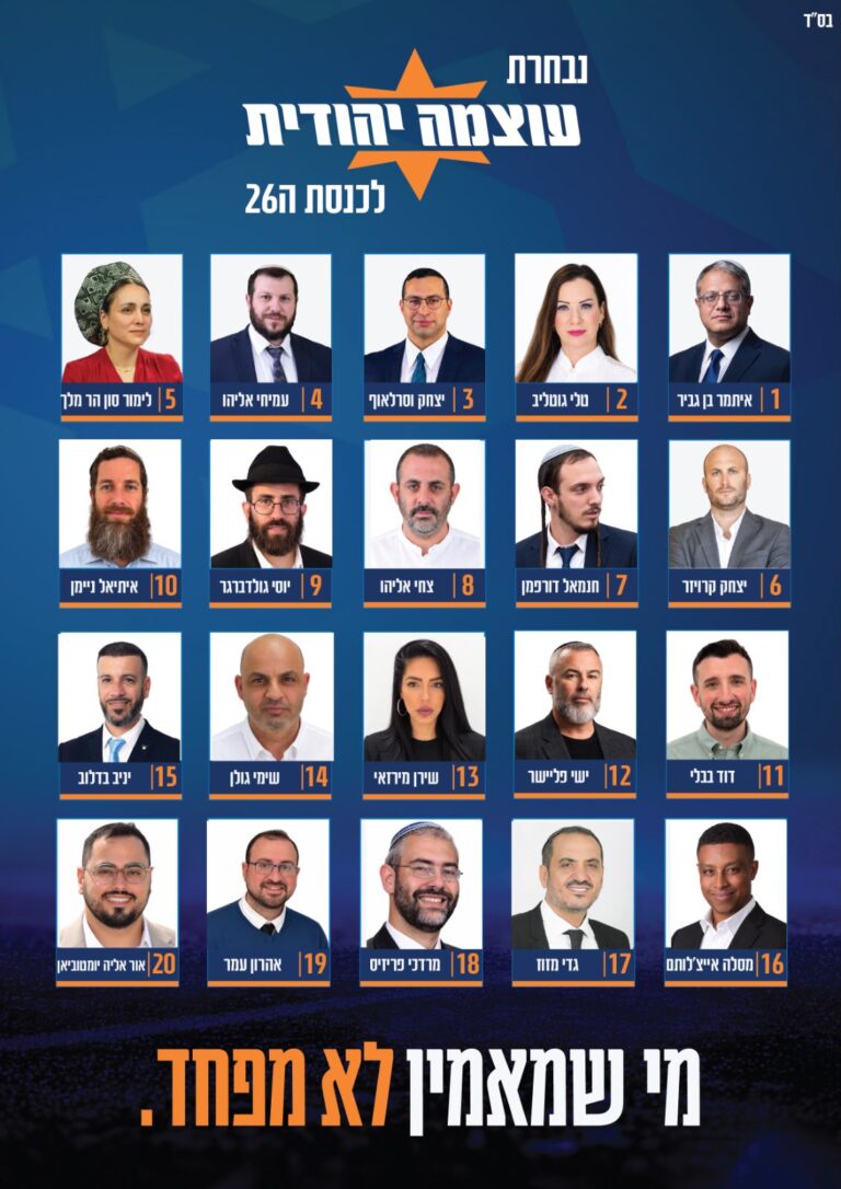 רשימת 'עוצמה יהודית' לכנסת (קרדיט: 'עוצמה יהודית')