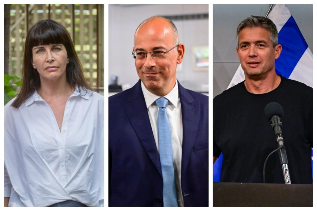 יו"ר מפלגת המילואימניקים יועז הנדל, יו"ר המפלגה הכלכלית ירון זליכה וח"כ לשעבר עינת וילף (צילומים: אבשלום ששוני, מרים אלסטר / פלאש90) יו"ר מפלגת המילואימניקים יועז הנדל, יו"ר המפלגה הכלכלית ירון זליכה וח"כ לשעבר עינת וילף (צילומים: אבשלום ששוני, מרים אלסטר / פלאש90)