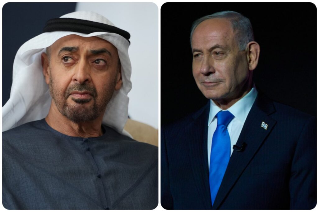 ראש הממשלה בנימין נתניהו ונשיא איחוד האמירויות מוחמד בן זיאד (צילום: AP) ראש הממשלה בנימין נתניהו ונשיא איחוד האמירויות מוחמד בן זיאד (צילום: AP)